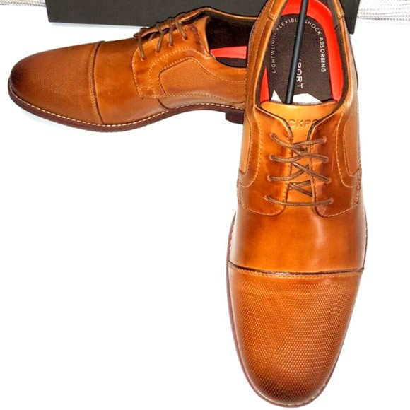 Rockport Mens Leather brown Cognac Oxford shoes 10-M New in Box main image 4